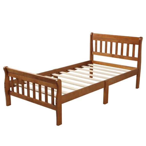 HomeRoots Oak Wood Twin Bed Frame - Durable Solid Oak Design with Headboard, No Box Spring Needed, 450 lbs Capacity 606809