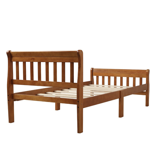 HomeRoots Oak Wood Twin Bed Frame - Durable Solid Oak Design with Headboard, No Box Spring Needed, 450 lbs Capacity 606809