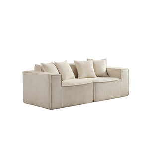 English Elm 78.74" Modular Sectional Sofa with Corduroy Upholstery, High-Density Foam Comfort, Modern Compact Couch W1036S00061