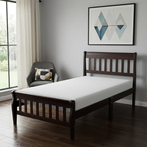 HomeRoots Espresso Wood Twin Bed Frame - Stylish Platform Design with Built-In Headboard for Lasting Comfort 606810