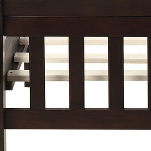 HomeRoots Espresso Wood Twin Bed Frame - Stylish Platform Design with Built-In Headboard for Lasting Comfort 606810
