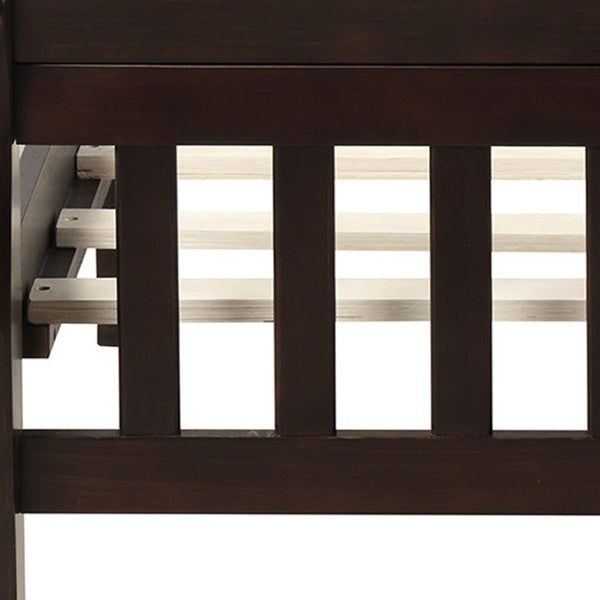 HomeRoots Espresso Wood Twin Bed Frame - Stylish Platform Design with Built-In Headboard for Lasting Comfort 606810