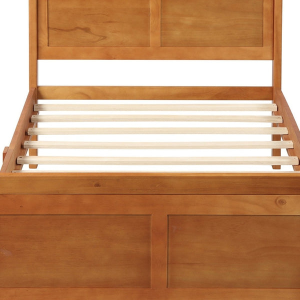 HomeRoots Oak Wood Twin Bed Frame - Timeless Design, Durable Construction, No Box Spring Needed, Easy Assembly 606812