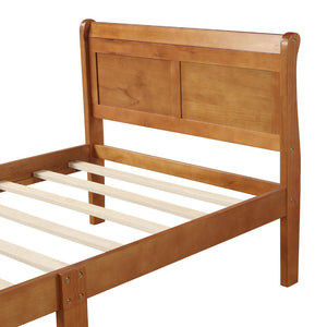 HomeRoots Oak Wood Twin Bed Frame - Timeless Design, Durable Construction, No Box Spring Needed, Easy Assembly 606812