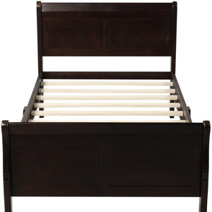 HomeRoots Espresso Wood Twin Bed Frame - Modern Platform Design, Durable Support & Elegant Finish for Sleep Bliss 606813