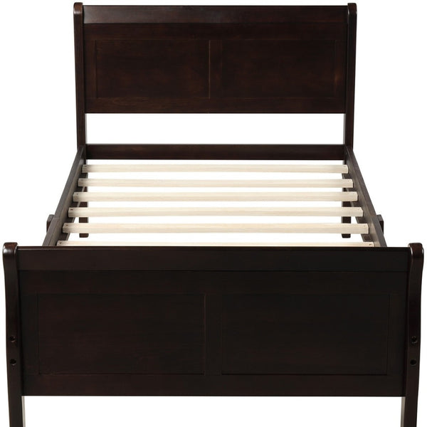 HomeRoots Espresso Wood Twin Bed Frame - Modern Platform Design, Durable Support & Elegant Finish for Sleep Bliss 606813