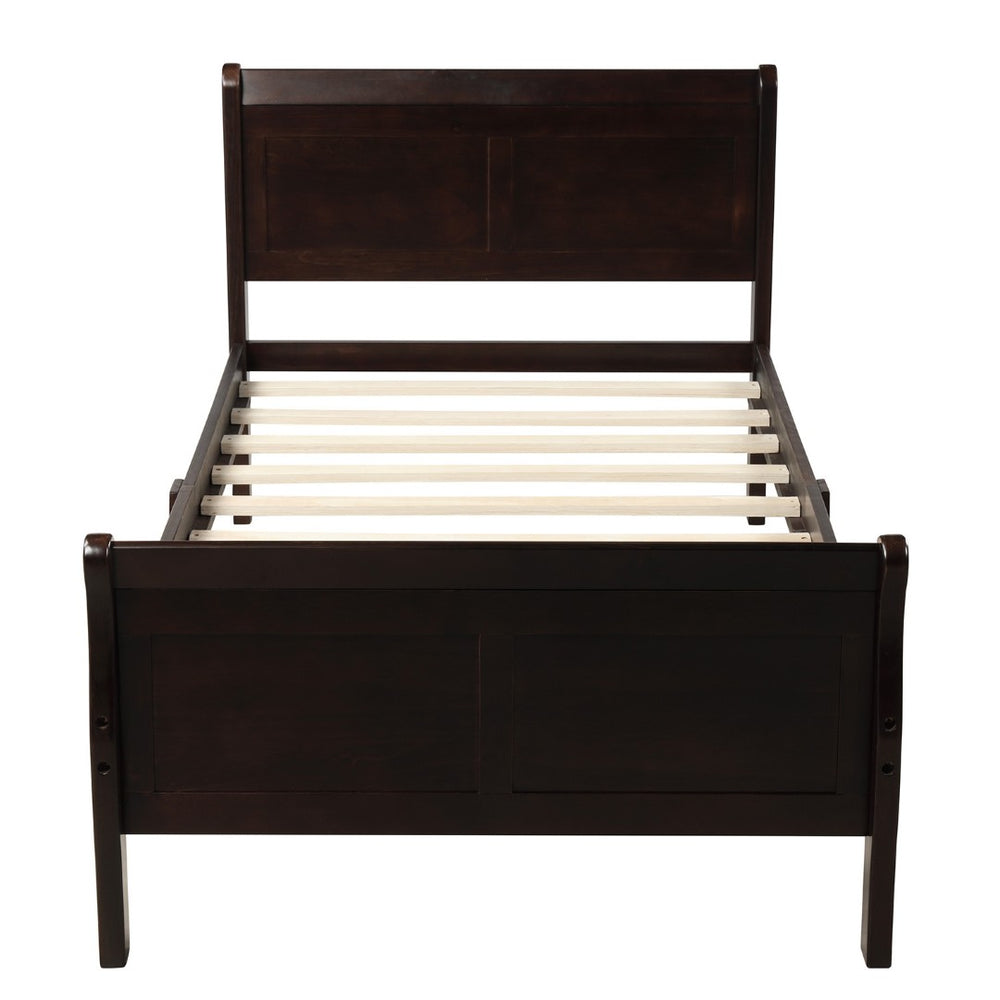 HomeRoots Espresso Wood Twin Bed Frame - Modern Platform Design, Durable Support & Elegant Finish for Sleep Bliss 606813