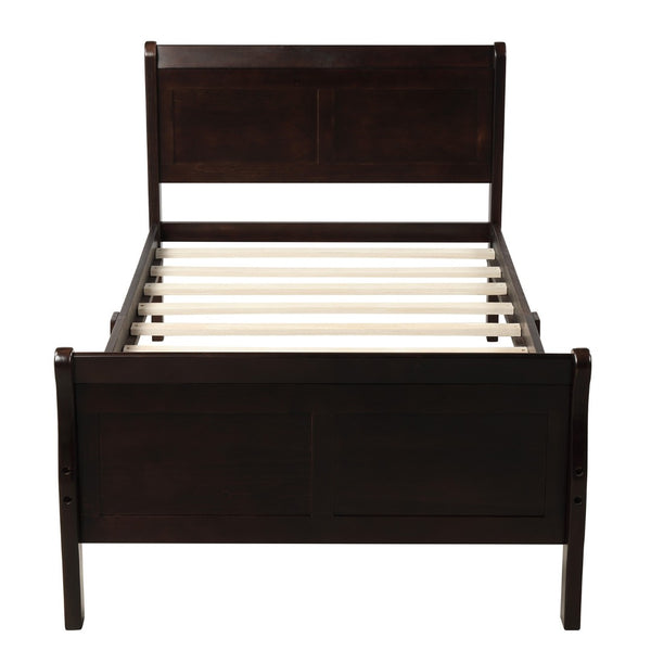HomeRoots Espresso Wood Twin Bed Frame - Modern Platform Design, Durable Support & Elegant Finish for Sleep Bliss 606813