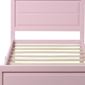 HomeRoots Pink Wood Twin Bed Frame - Stylish, Durable Platform Design for Modern Bedrooms, Easy Assembly & Support 606814