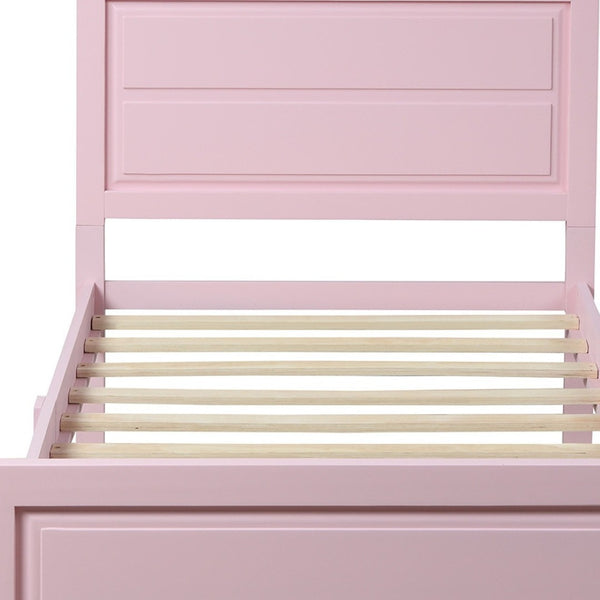 HomeRoots Pink Wood Twin Bed Frame - Stylish, Durable Platform Design for Modern Bedrooms, Easy Assembly & Support 606814
