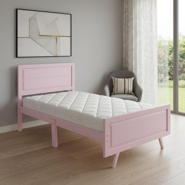 HomeRoots Pink Wood Twin Bed Frame - Stylish, Durable Platform Design for Modern Bedrooms, Easy Assembly & Support 606814