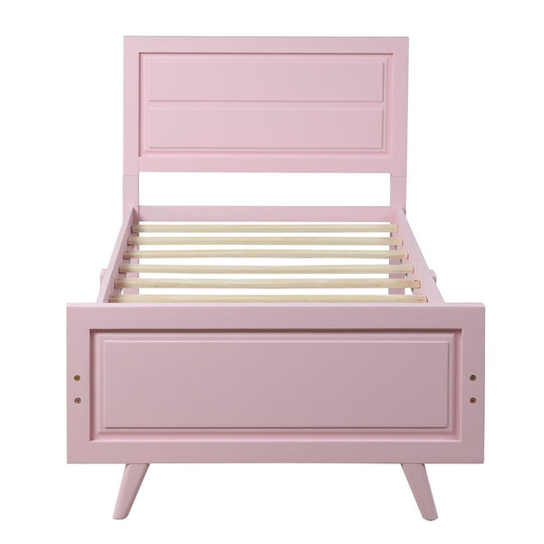 HomeRoots Pink Wood Twin Bed Frame - Stylish, Durable Platform Design for Modern Bedrooms, Easy Assembly & Support 606814