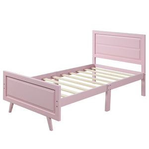 HomeRoots Pink Wood Twin Bed Frame - Stylish, Durable Platform Design for Modern Bedrooms, Easy Assembly & Support 606814