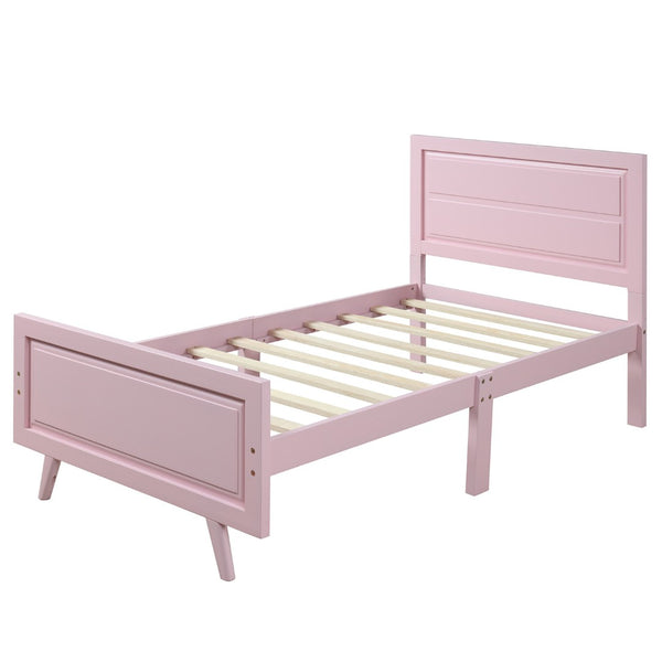 HomeRoots Pink Wood Twin Bed Frame - Stylish, Durable Platform Design for Modern Bedrooms, Easy Assembly & Support 606814