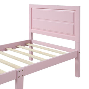 HomeRoots Pink Wood Twin Bed Frame - Stylish, Durable Platform Design for Modern Bedrooms, Easy Assembly & Support 606814