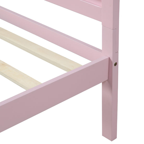 HomeRoots Pink Wood Twin Bed Frame - Stylish, Durable Platform Design for Modern Bedrooms, Easy Assembly & Support 606814
