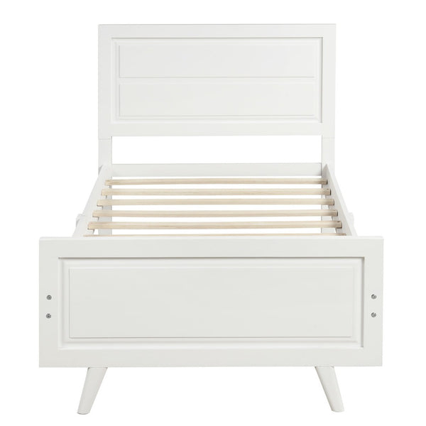 HomeRoots White Wood Twin Bed Frame - Elegant Modern Design, Durable Platform Support, Perfect for Any Room 606815
