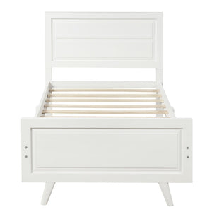 HomeRoots White Wood Twin Bed Frame - Elegant Modern Design, Durable Platform Support, Perfect for Any Room 606815