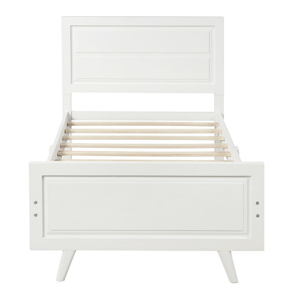 HomeRoots White Wood Twin Bed Frame - Elegant Modern Design, Durable Platform Support, Perfect for Any Room 606815