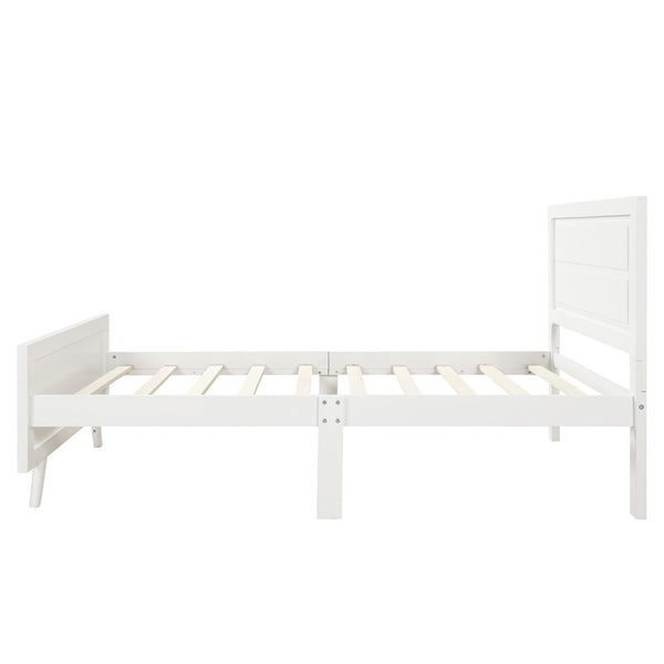HomeRoots White Wood Twin Bed Frame - Elegant Modern Design, Durable Platform Support, Perfect for Any Room 606815