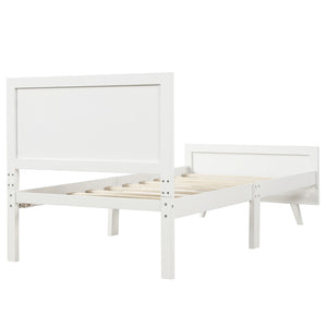 HomeRoots White Wood Twin Bed Frame - Elegant Modern Design, Durable Platform Support, Perfect for Any Room 606815