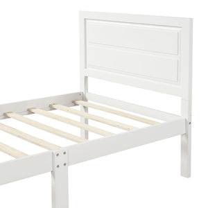 HomeRoots White Wood Twin Bed Frame - Elegant Modern Design, Durable Platform Support, Perfect for Any Room 606815