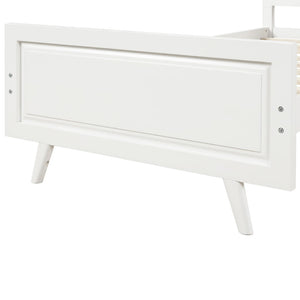 HomeRoots White Wood Twin Bed Frame - Elegant Modern Design, Durable Platform Support, Perfect for Any Room 606815