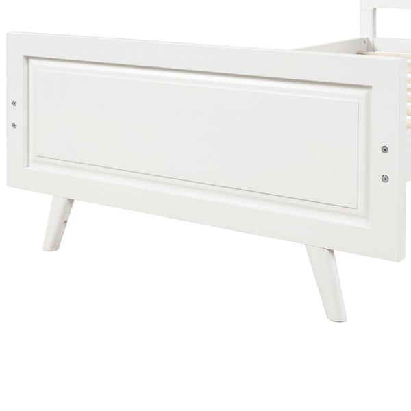 HomeRoots White Wood Twin Bed Frame - Elegant Modern Design, Durable Platform Support, Perfect for Any Room 606815