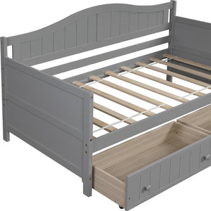 HomeRoots Gray Wood Twin Daybed Frame with Storage Drawers - Modern Design for Versatile Sleeping and Seating 606816