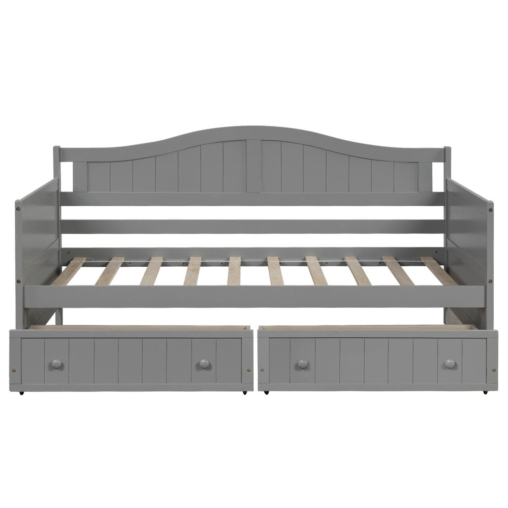 HomeRoots Gray Wood Twin Daybed Frame with Storage Drawers - Modern Design for Versatile Sleeping and Seating 606816