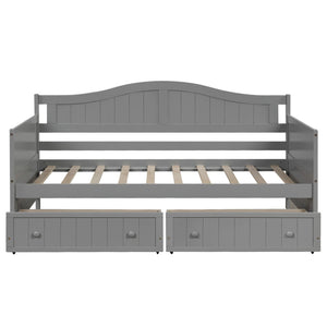 HomeRoots Gray Wood Twin Daybed Frame with Storage Drawers - Modern Design for Versatile Sleeping and Seating 606816
