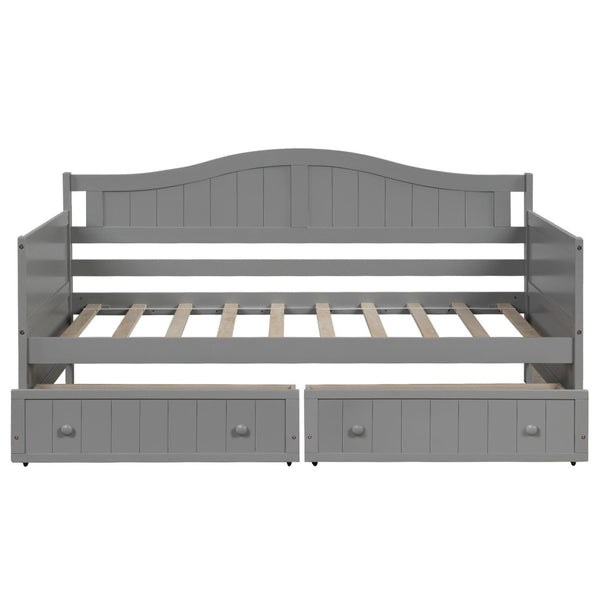 HomeRoots Gray Wood Twin Daybed Frame with Storage Drawers - Modern Design for Versatile Sleeping and Seating 606816