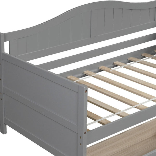HomeRoots Gray Wood Twin Daybed Frame with Storage Drawers - Modern Design for Versatile Sleeping and Seating 606816