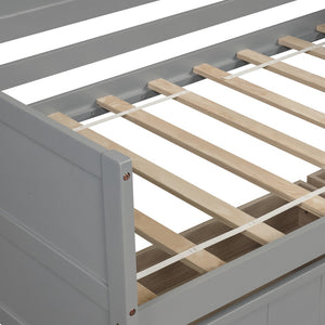 HomeRoots Gray Wood Twin Daybed Frame with Storage Drawers - Modern Design for Versatile Sleeping and Seating 606816
