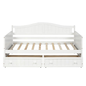 HomeRoots White Wood Twin Daybed Frame with Storage Drawers – Chic, Versatile Design for Sleep & Seating Needs 606817