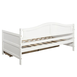 HomeRoots White Wood Twin Daybed Frame with Storage Drawers – Chic, Versatile Design for Sleep & Seating Needs 606817