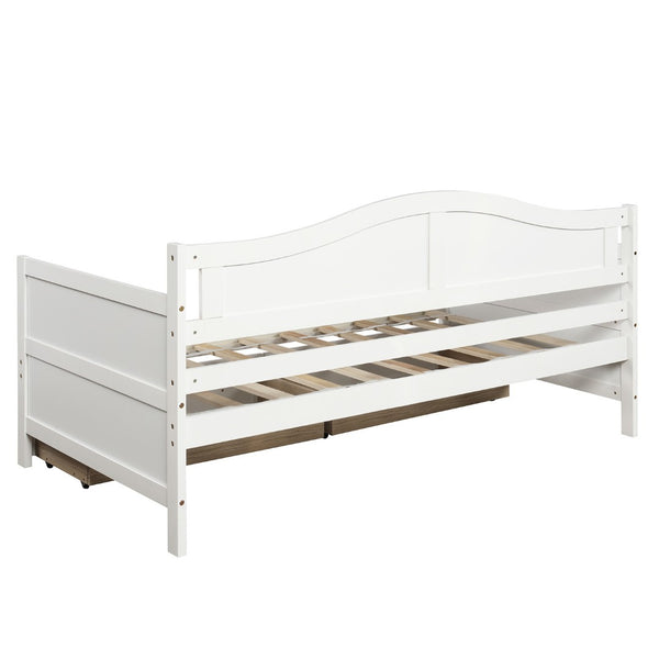 HomeRoots White Wood Twin Daybed Frame with Storage Drawers – Chic, Versatile Design for Sleep & Seating Needs 606817