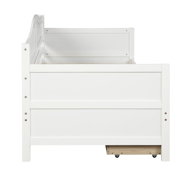 HomeRoots White Wood Twin Daybed Frame with Storage Drawers – Chic, Versatile Design for Sleep & Seating Needs 606817
