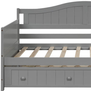 HomeRoots Gray Wood Twin Day Bed with Trundle - Stylish & Versatile Furniture for Guest Rooms & Living Areas 606818