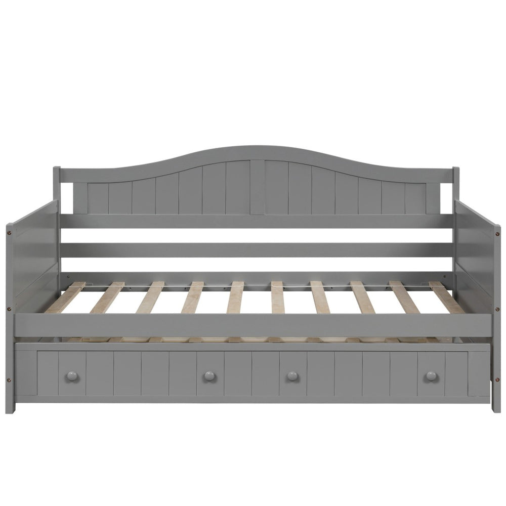 HomeRoots Gray Wood Twin Day Bed with Trundle - Stylish & Versatile Furniture for Guest Rooms & Living Areas 606818