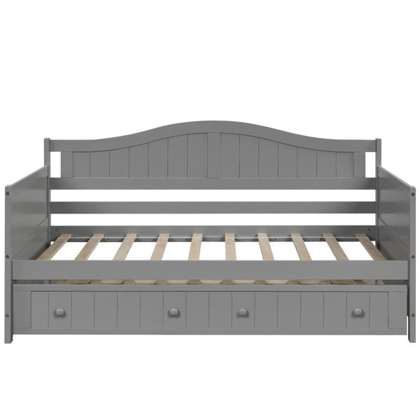 HomeRoots Gray Wood Twin Day Bed with Trundle - Stylish & Versatile Furniture for Guest Rooms & Living Areas 606818