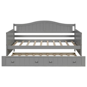 HomeRoots Gray Wood Twin Day Bed with Trundle - Stylish & Versatile Furniture for Guest Rooms & Living Areas 606818