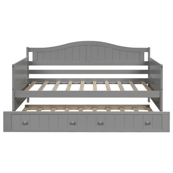 HomeRoots Gray Wood Twin Day Bed with Trundle - Stylish & Versatile Furniture for Guest Rooms & Living Areas 606818