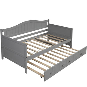 HomeRoots Gray Wood Twin Day Bed with Trundle - Stylish & Versatile Furniture for Guest Rooms & Living Areas 606818