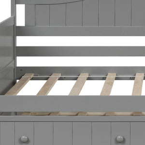 HomeRoots Gray Wood Twin Day Bed with Trundle - Stylish & Versatile Furniture for Guest Rooms & Living Areas 606818