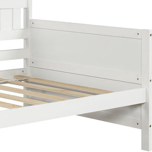 HomeRoots White Wood Twin Daybed with Trundle – Elegant Space-Saving Solution for Comfort and Style in Any Room 606819