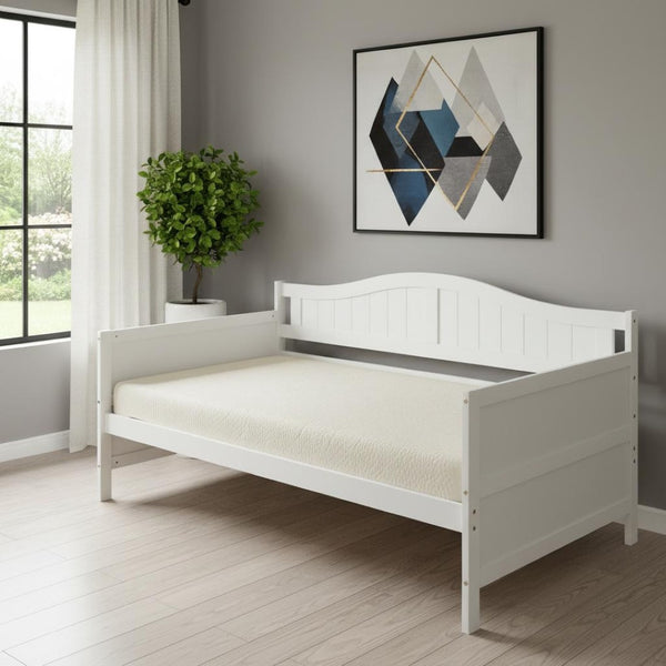 HomeRoots White Wood Twin Daybed with Trundle – Elegant Space-Saving Solution for Comfort and Style in Any Room 606819