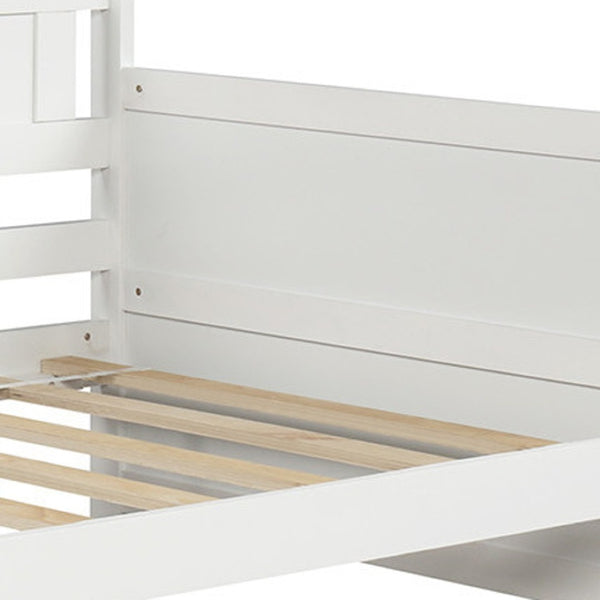 HomeRoots White Wood Twin Daybed with Trundle – Elegant Space-Saving Solution for Comfort and Style in Any Room 606819