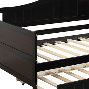 HomeRoots Espresso Twin Daybed Frame with Trundle - Versatile Seating & Sleeping Solution for Any Space! 606820