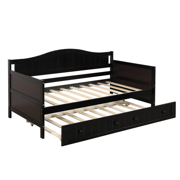HomeRoots Espresso Twin Daybed Frame with Trundle - Versatile Seating & Sleeping Solution for Any Space! 606820